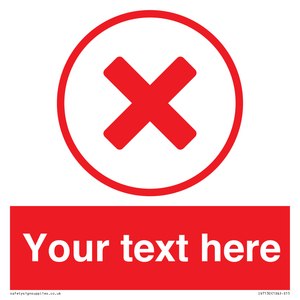 Custom red background, red cross in circle sign